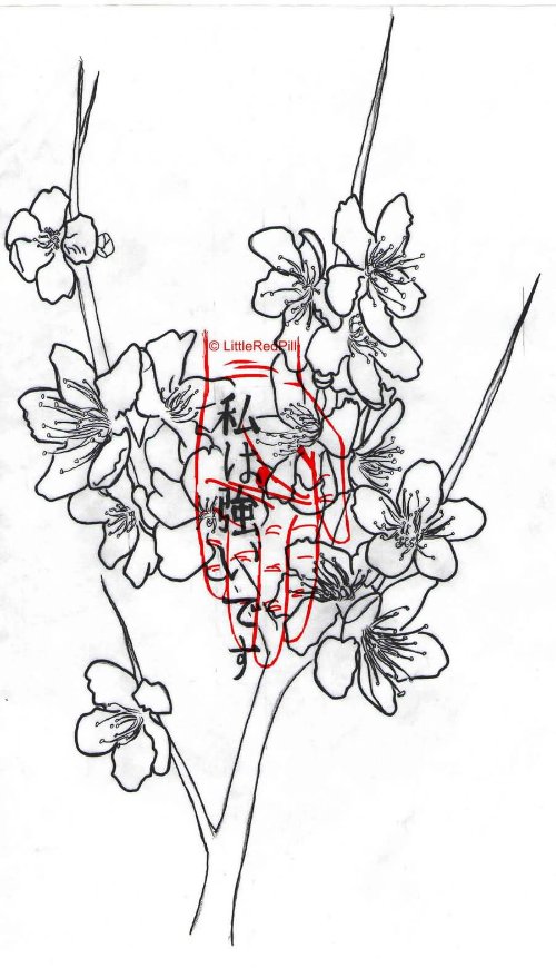 Attractive Cherry Blosoom Flowers Tattoo Design
